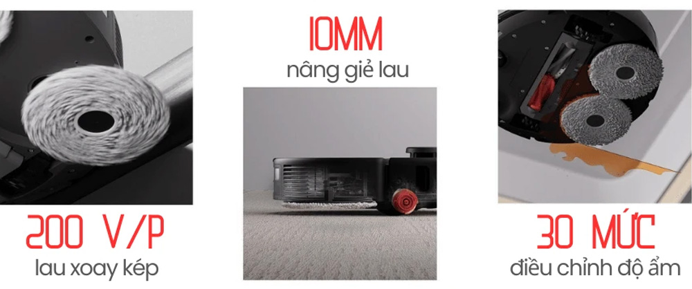 Roborock Qrevo C Pro sở hữu giẻ lau xoay kép nâng hạ linh hoạt