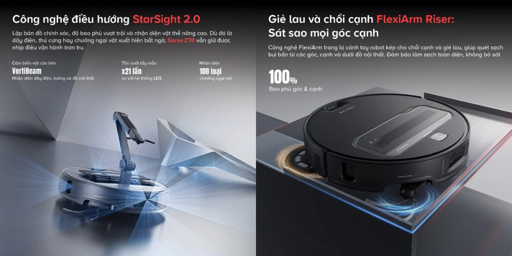 Roborock Saros Z70 làm sạch toàn diện, điều hướng chính xác