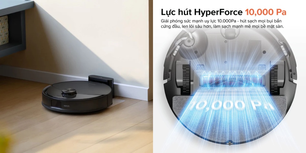 Robot Hút Bụi Lau Nhà Roborock Q10VF thiết kế nhỏ gọn, lực hút 10.000Pa