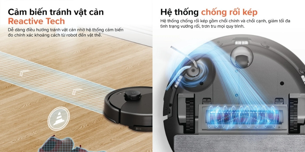 Robot Q10VF có cảm biến tránh vật cản và hệ thống chống rối kép