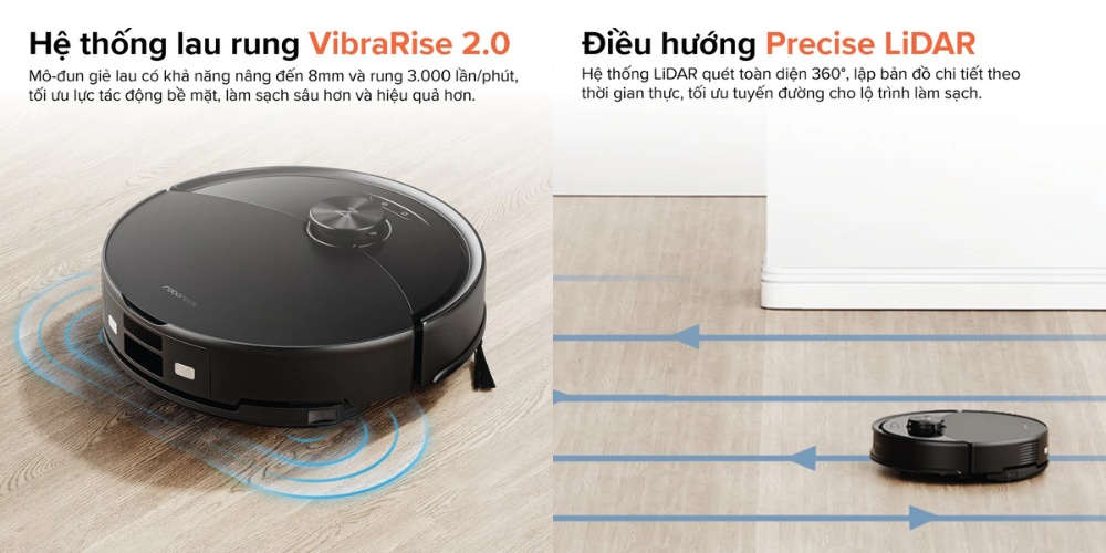Robot Q10VF có công nghệ lau rung VibraRise 2.0 và Precise LiDAR