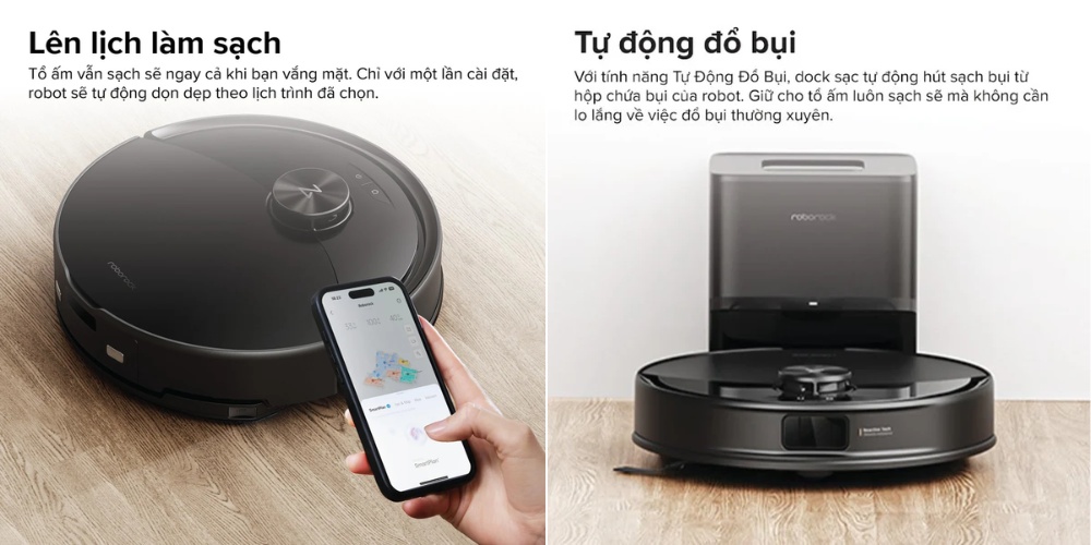 Robot Roborock Q10 VF Plus tự động đổ bụi
