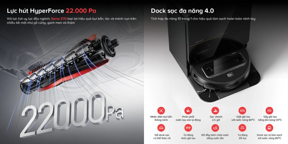 Robot Roborock Saros Z70 giúp tận hưởng sự tiện lợi đúng nghĩa “rảnh tay”