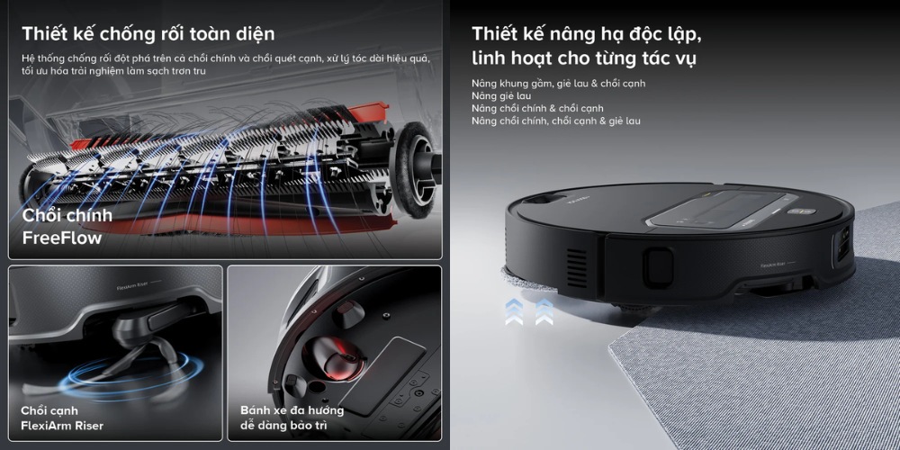 Robot Roborock Saros Z70 thiết kế chống rối và nâng hạ độc lập