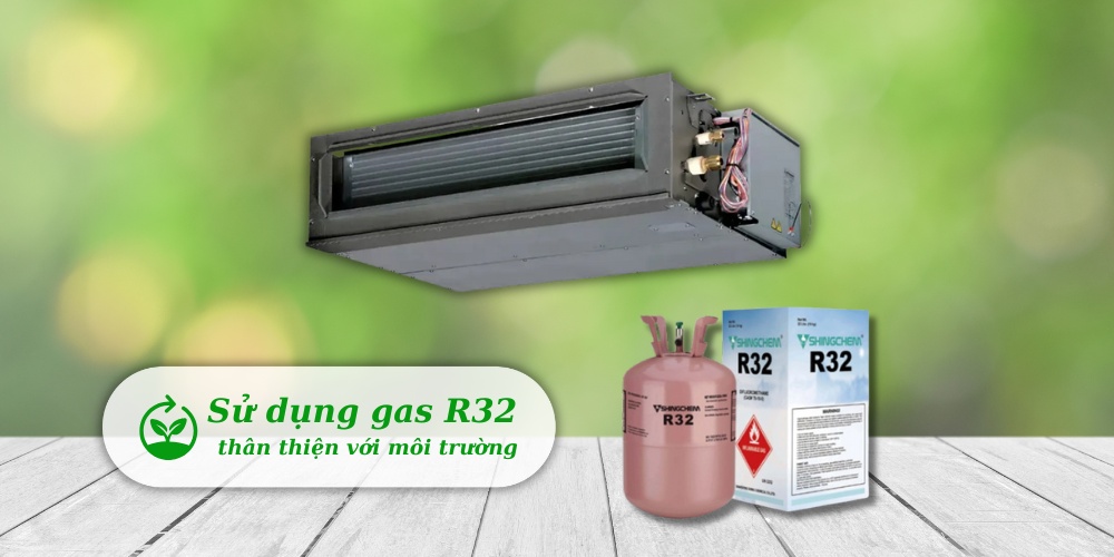 Máy Lạnh Giấu Trần Nối Ống Gió Aqua Inverter 3.5 Hp sử dụng gas R32