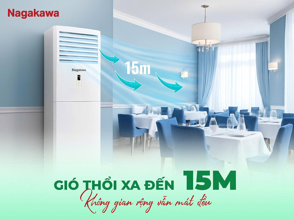 Máy Lạnh Nagakawa NP-C50R1K58 giúp không gian rộng vẫn mát đều