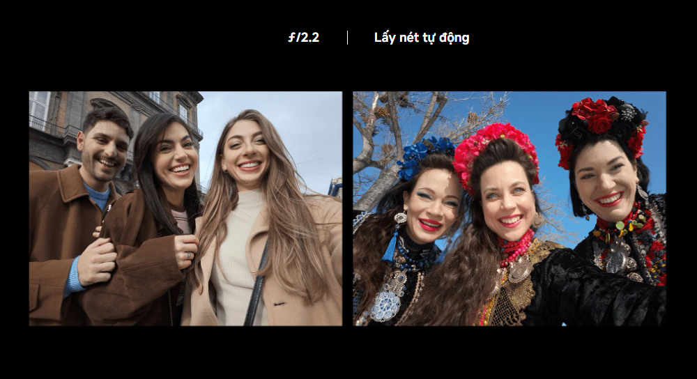 Camera trước có khẩu độ ƒ/2.2 và hỗ trợ lấy nét tự động