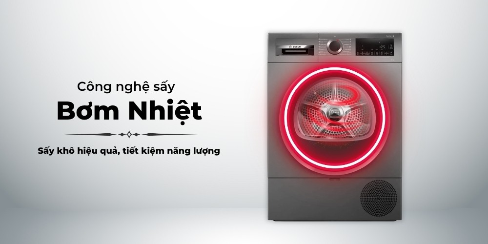 Máy Sấy Bosch WQG25303SG Series 6 trang bị công nghệ sấy bơm nhiệt