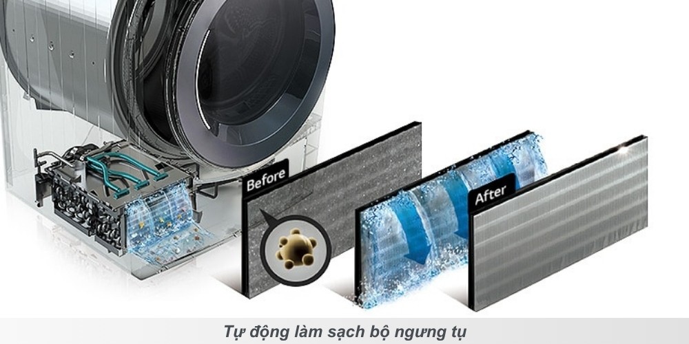 Máy Sấy LG 9 Kg RB09NHP5O tự động làm sạch bộ ngưng tụ