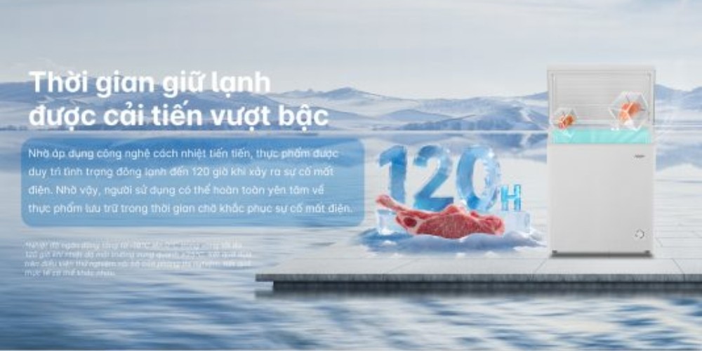 Tủ Đông 201 Lít AQF-C3101EN giữ lạnh lên đến 120 giờ sau mất điện