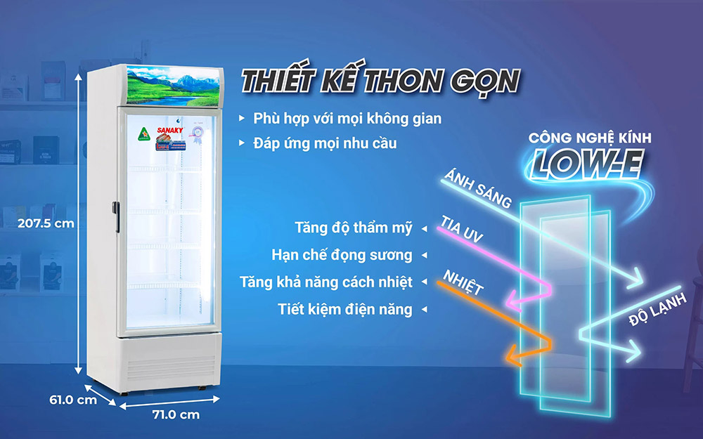 Tủ Mát 480 Lít VH-5089K3 cửa kính Low-E 2 lớp sang trọng và tiết kiệm điện