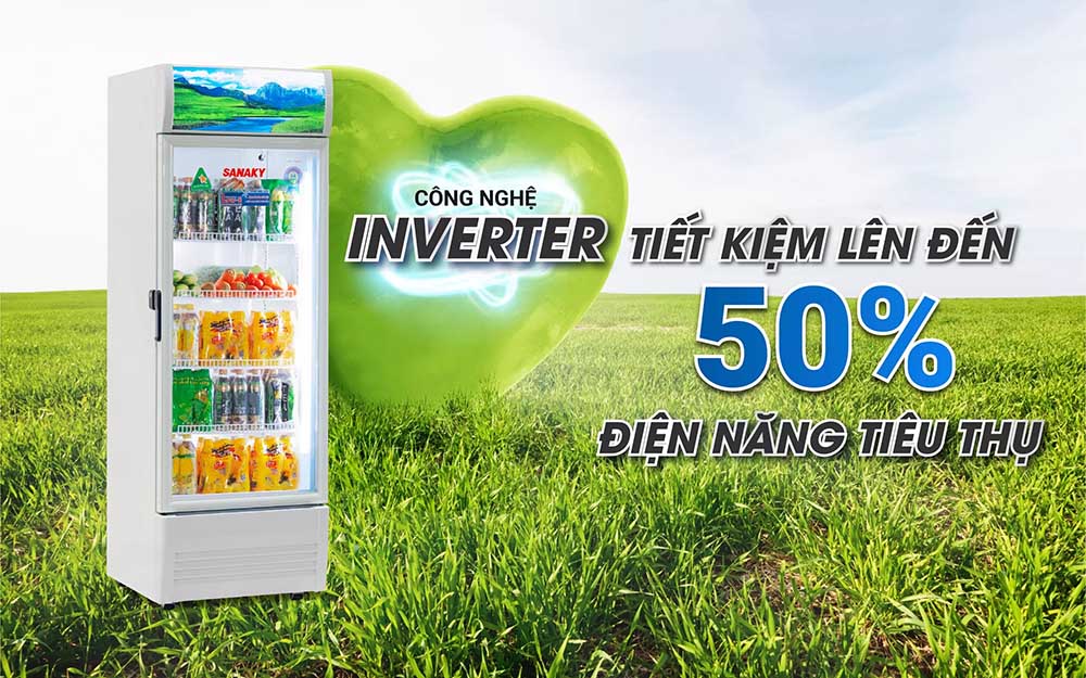 Tủ Mát Sanaky Inverter VH-5089K3 vận hành êm ái, tiết kiệm điện