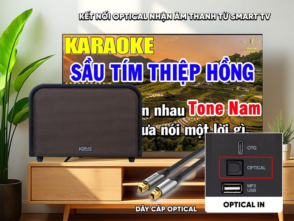 Cổng Optical In loa Karaoke di động Acnos Acoustic 3 Compact màu đen