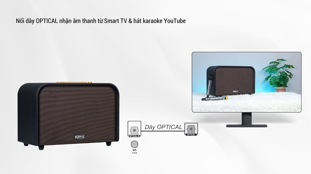 Cổng OPTICAL Loa Karaoke di động Acoustic 3 V26 màu đen