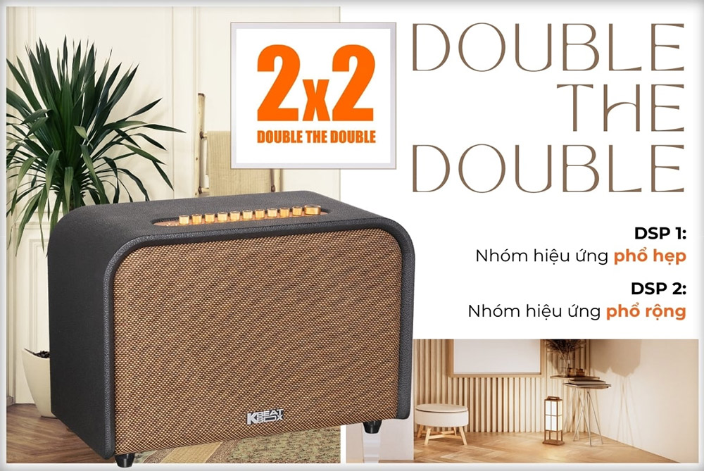 Công nghệ Double The Double 2x2 Loa Karaoke di động Acoustic 3 V26 màu đen