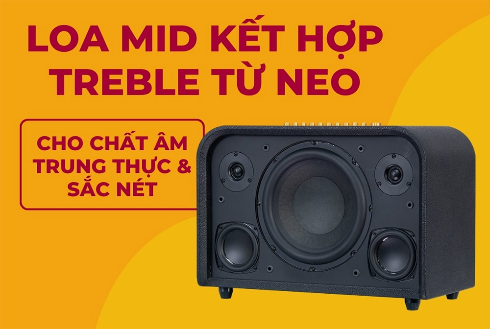 Loa mid kết hợp với treble từ Neo loa Karaoke di động Acnos Acoustic 3 Compact màu đen