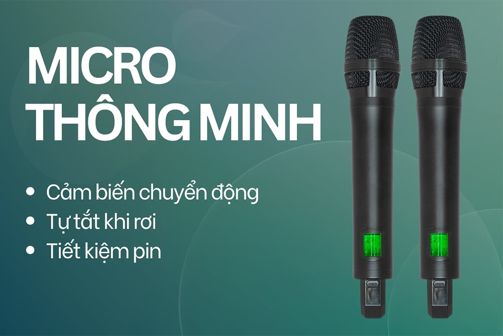Đi kèm 2 micro loa Karaoke di động Acnos Flac 39 màu đen
