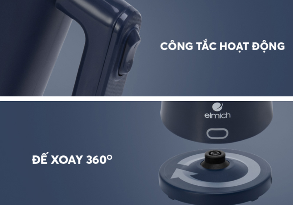 Đế xoay 360 độ và công tắc hoạt động mang đến trải nghiệm sử dụng tiện lợi
