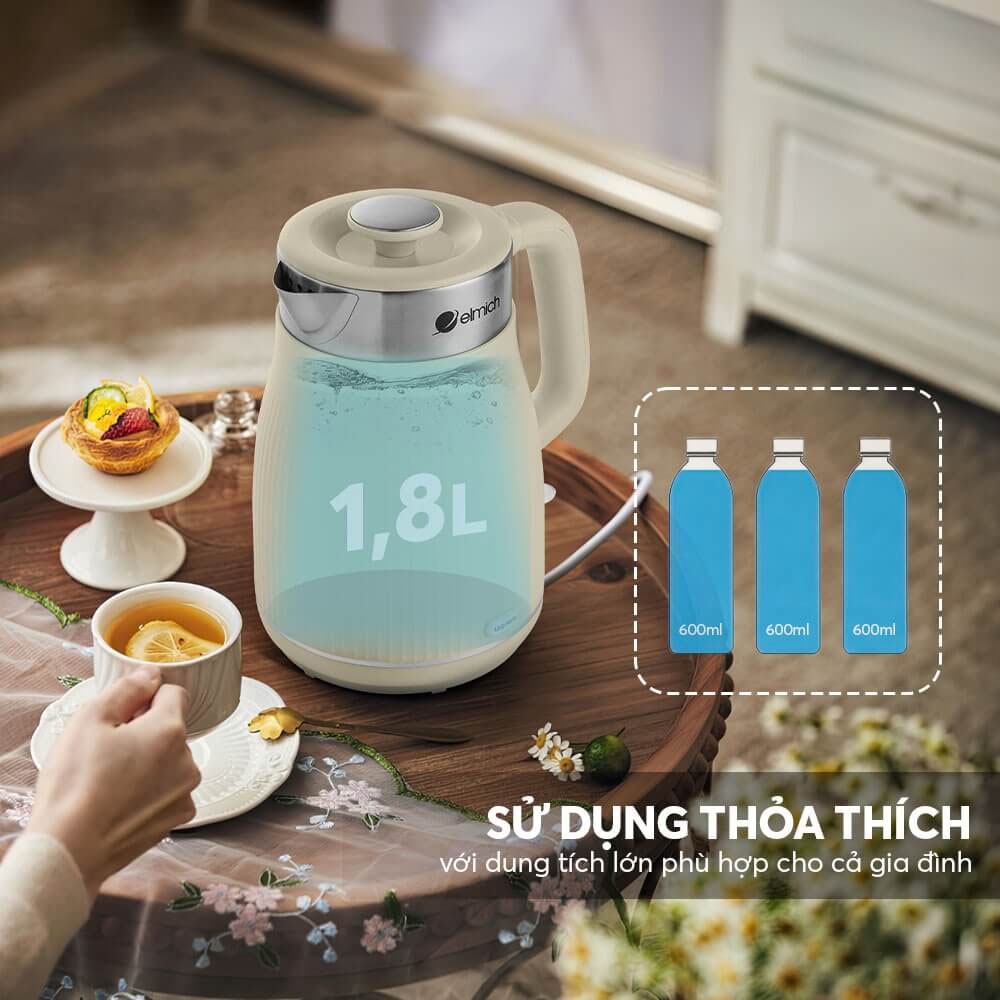 Dung tích 1.8 Lít đáp ứng nhu cầu sử dụng nước nóng của gia đình