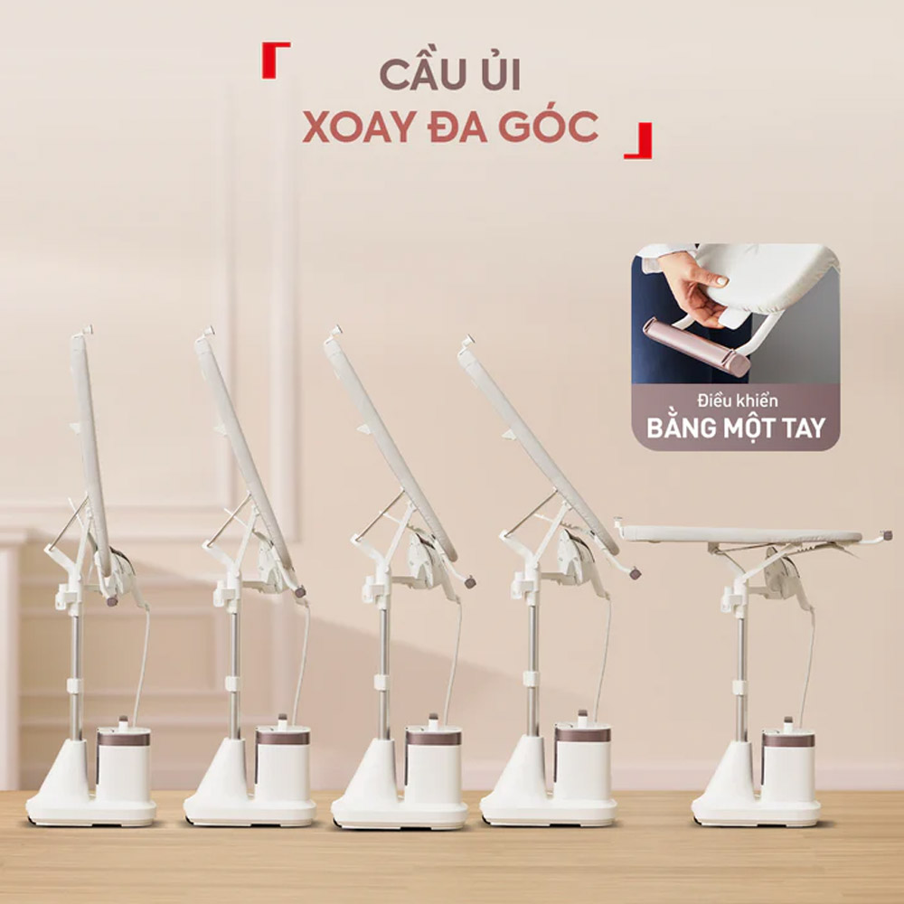 Cầu ủi linh hoạt 5 vị trí, đổi góc nghiêng dễ dàng chỉ với thao tác một tay