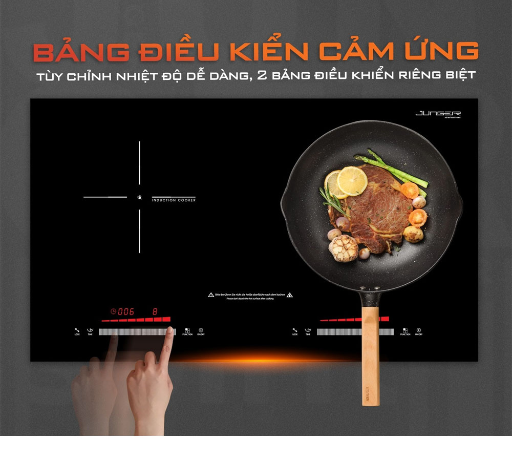 Bảng điều khiển của bếp từ đôi Junger NKD22+ 4000W