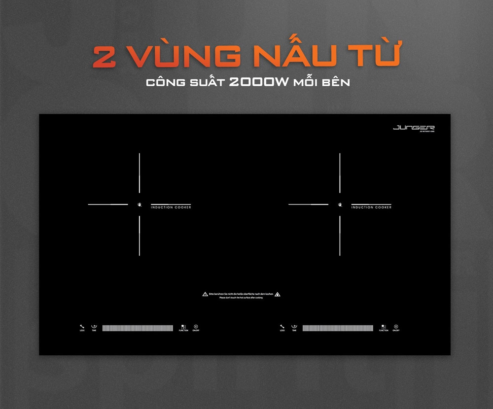 Bếp từ đôi Junger NKD22+ 4400W - Thái Lan có 2 vùng nấu