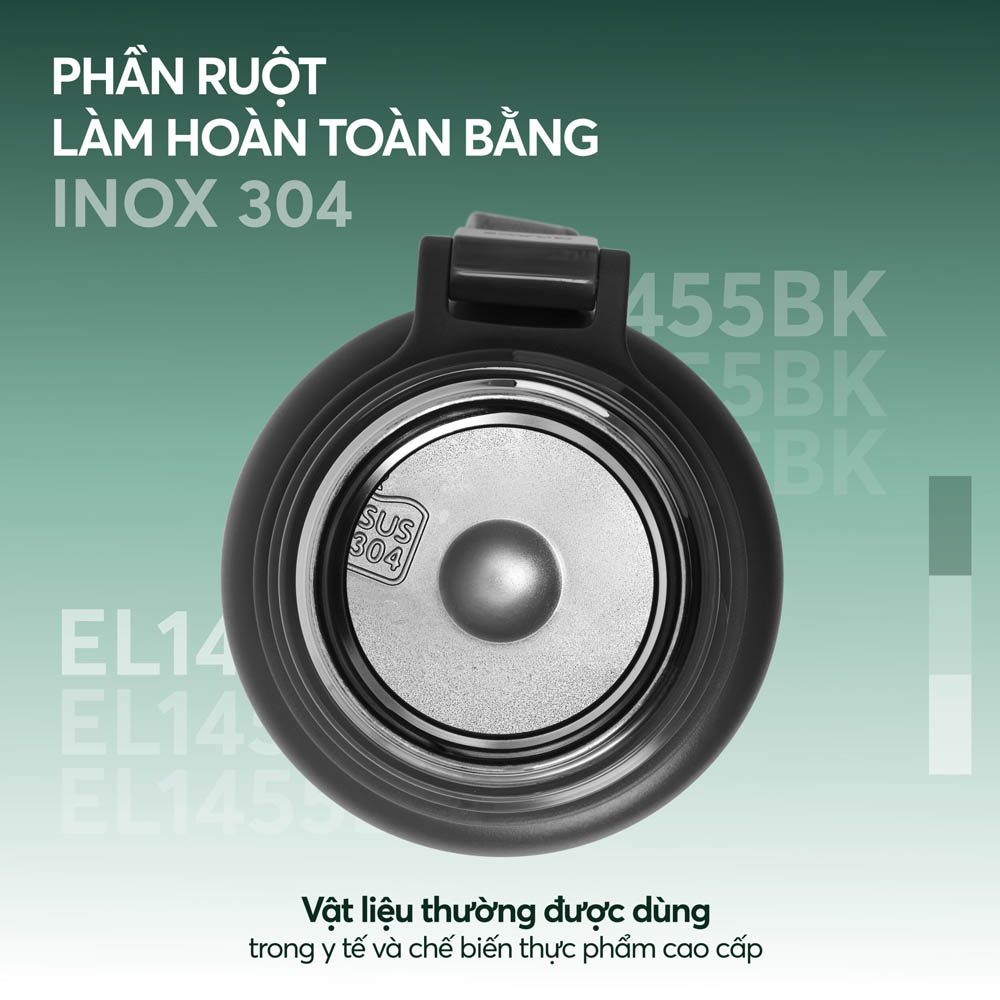 Bình Giữ Nhiệt Inox 304 Elmich EL1455BK giữ nguyên hương vị thức uống