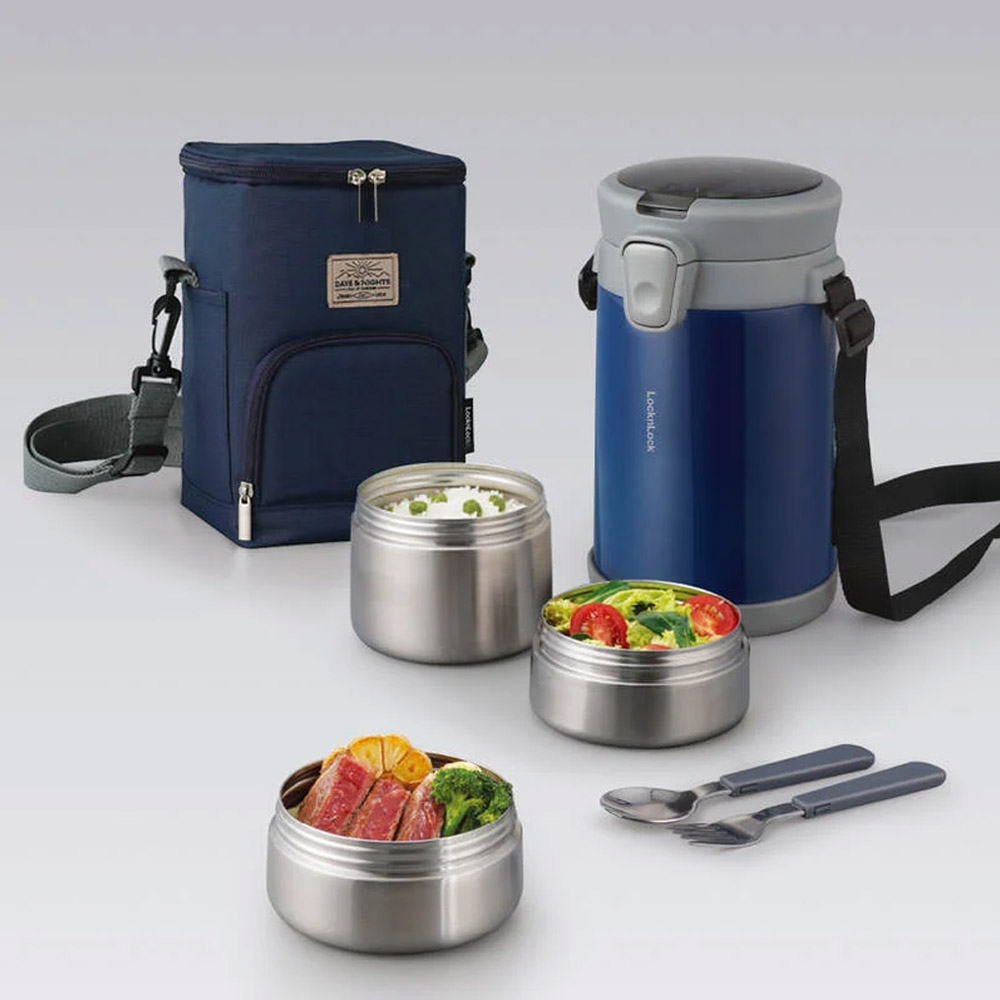 Thiết kế 3 hộp đựng dễ dàng phân chia cơm, canh và món ăn riêng biệt