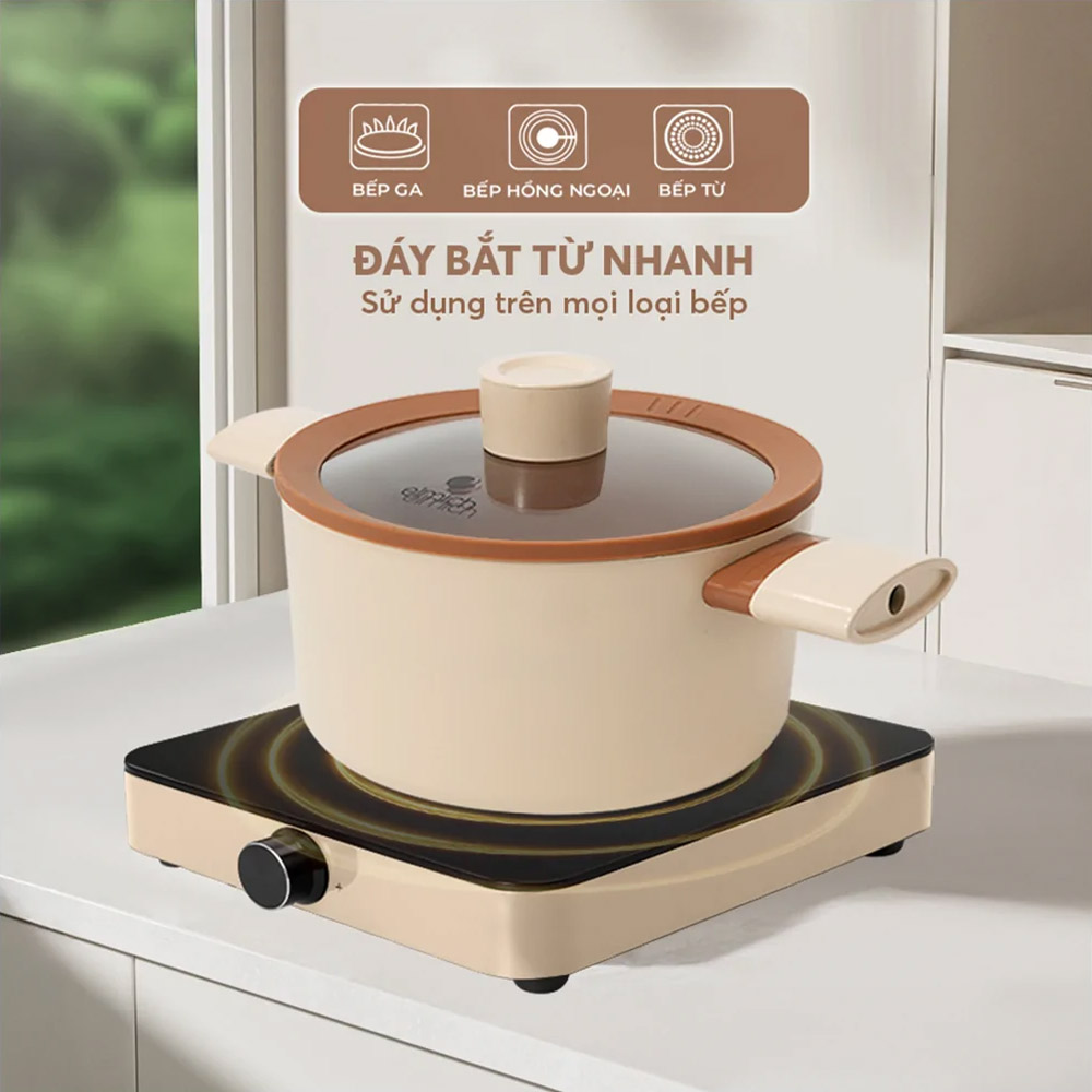 Bộ Nồi Elmich Mocha EL5243MC04 có đáy từ truyền nhiệt hiệu quả