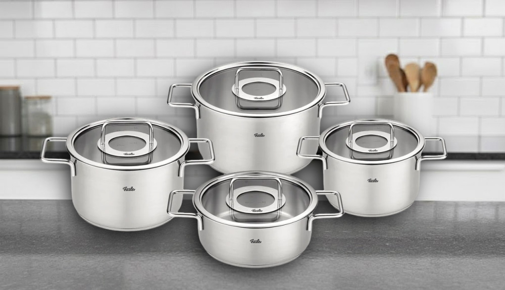 Bộ Nồi Fissler Pure 4 Món Nắp Kính - Xuất Xứ Đức có thiết kế hiện đại
