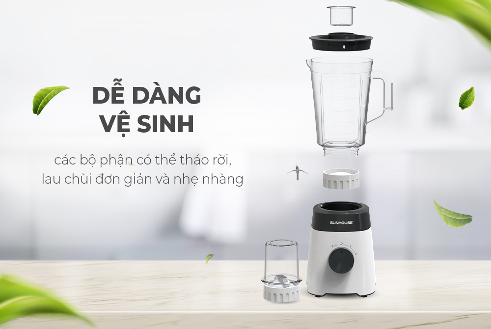 Máy Xay Sinh Tố Sunhouse SHD5114 450W dễ dàng vệ sinh