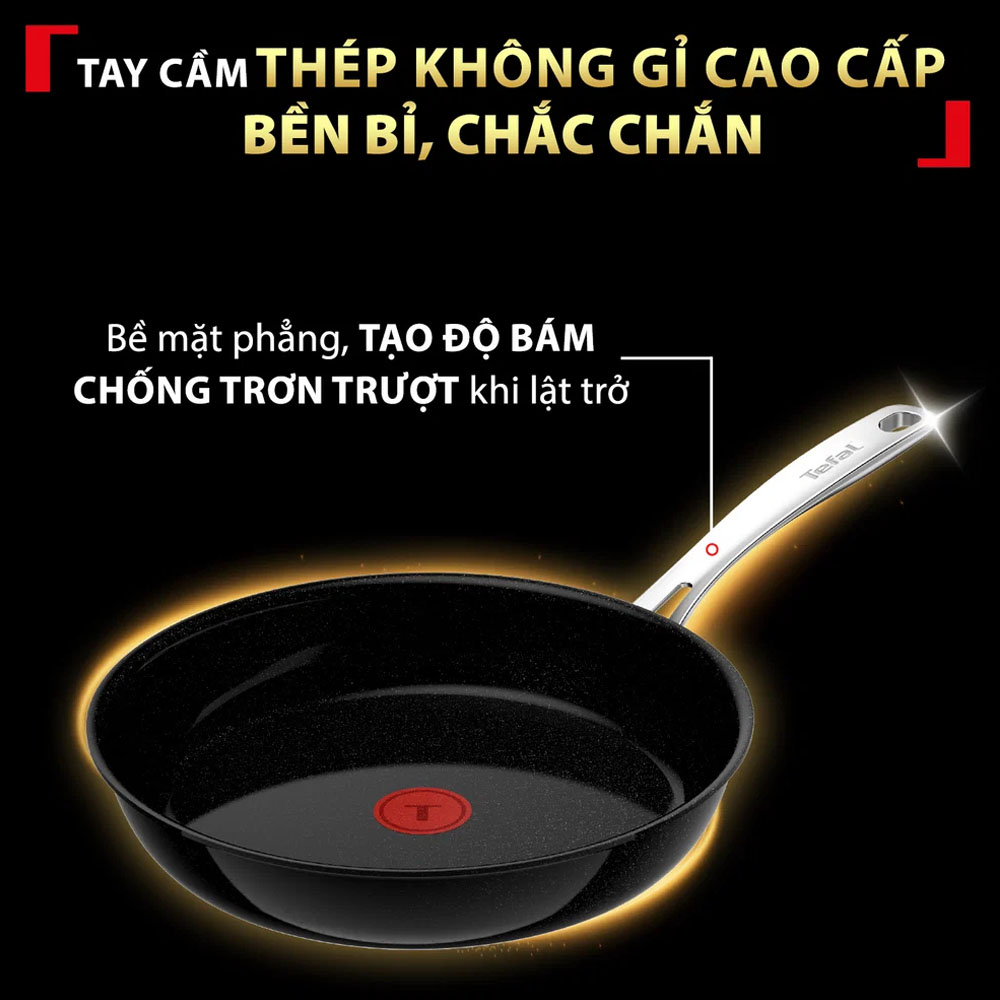Tefal EXCELLENCE+ CERAMIC G2150202 trang bị cán cầm thép không gỉ