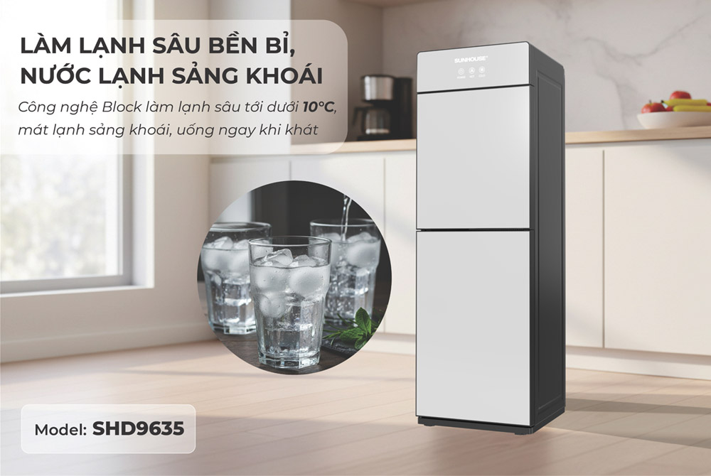 Cây Nước Nóng Lạnh Sunhouse SHD9635 670W sử dụng công nghệ Block