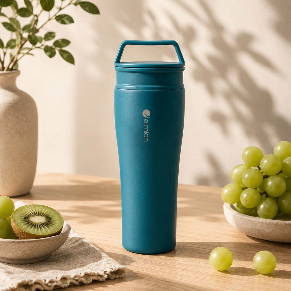 Cốc Giữ Nhiệt Inox 304 Elmich EL8374SB 600ml có thiết kế nắp chống tràn