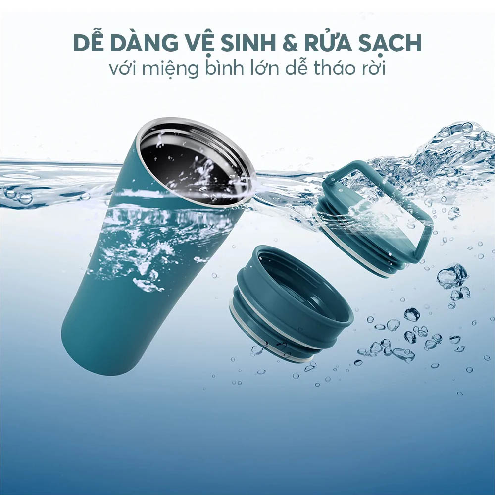 Cốc Giữ Nhiệt Inox 304 Elmich EL8374SB 600ml dễ dàng thêm đá và vệ sinh