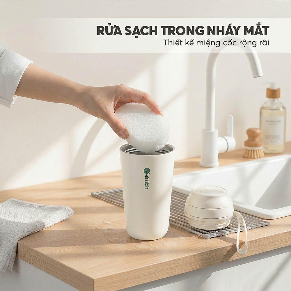 Dễ dàng vệ sinh Cốc Giữ Nhiệt Inox 316 Elmich EL8305WH 450ml