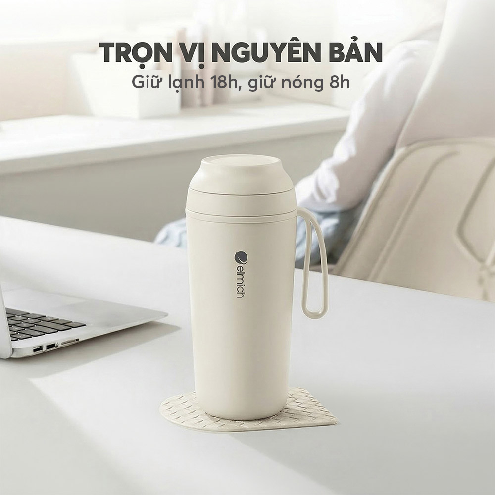 Cốc Giữ Nhiệt Elmich EL8305WH 450ml tích hợp công nghệ hút chân không