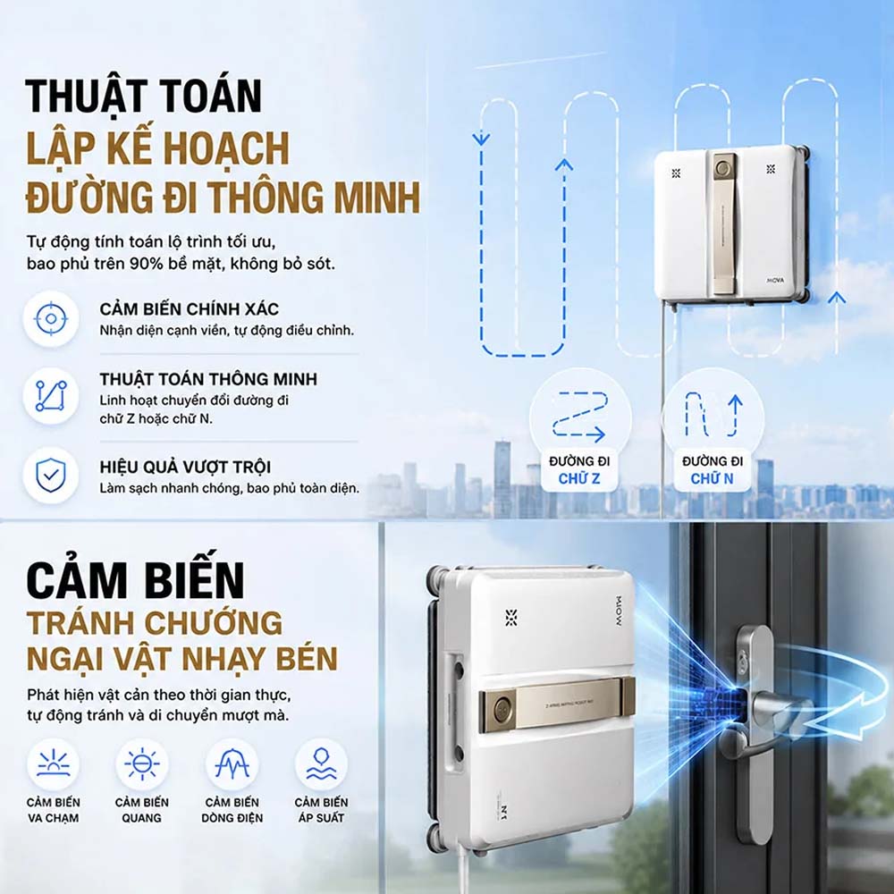 Robot Hút Bụi Lau Kính Mova N1 EU tích hợp công nghệ điều hướng thông minh