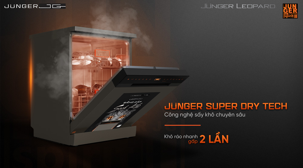 Công nghệ sấy nóng Junger JG Super Dry Tech giúp bát đĩa khô ráo