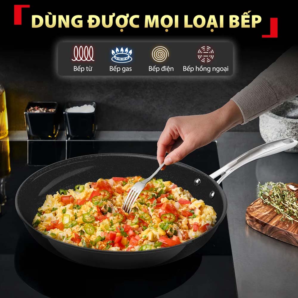 Đáy thép bắt từ diện tích lớn, tương thích với nhiều loại bếp