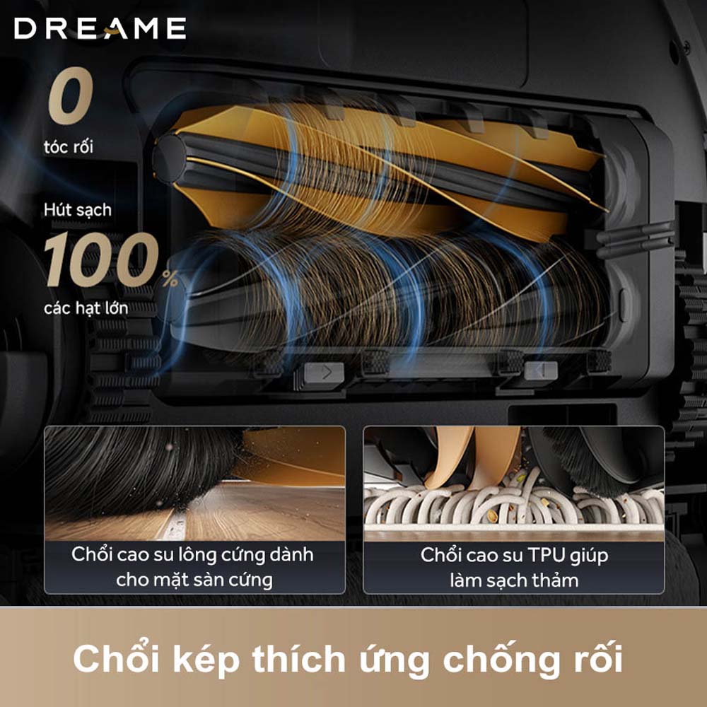 Chổi chống rối kép HyperStream™ của Dreame Aqua10 Roller