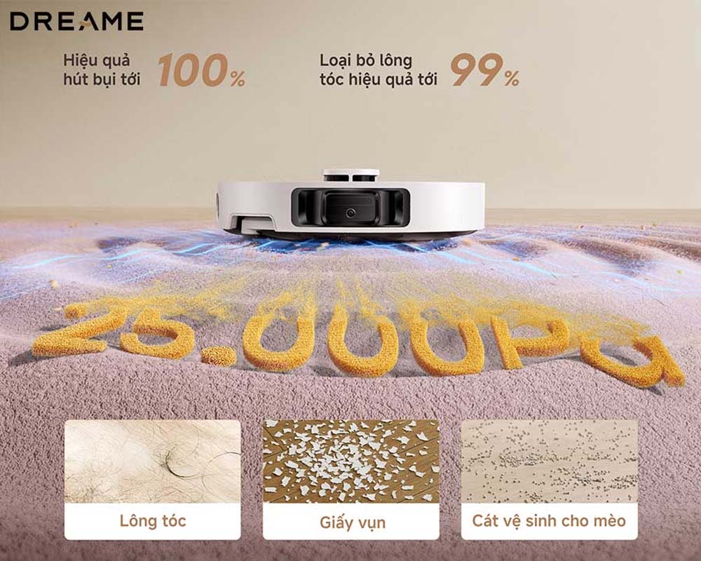 Dreame L50 Ultra CE hút sạch mọi loại bụi bẩn trong 1 lần đi qua
