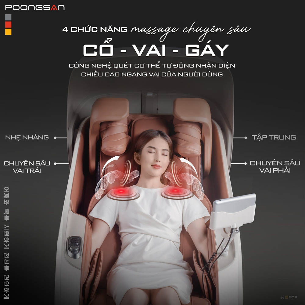 Massage cổ vai gáy chuyên sâu với Ghế Massage Poongsan MCP-906