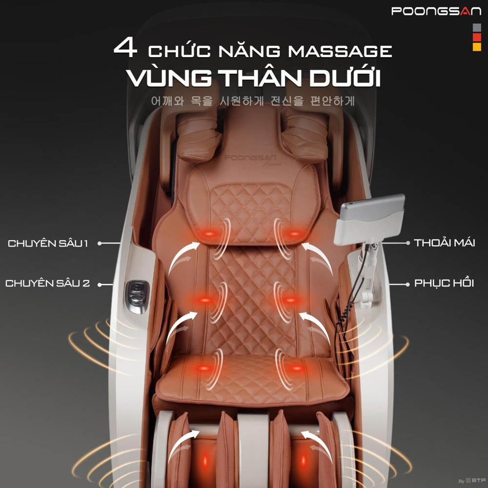 Ghế Massage Poongsan MCP-906 mang lại trải nghiệm massage trọn vẹn
