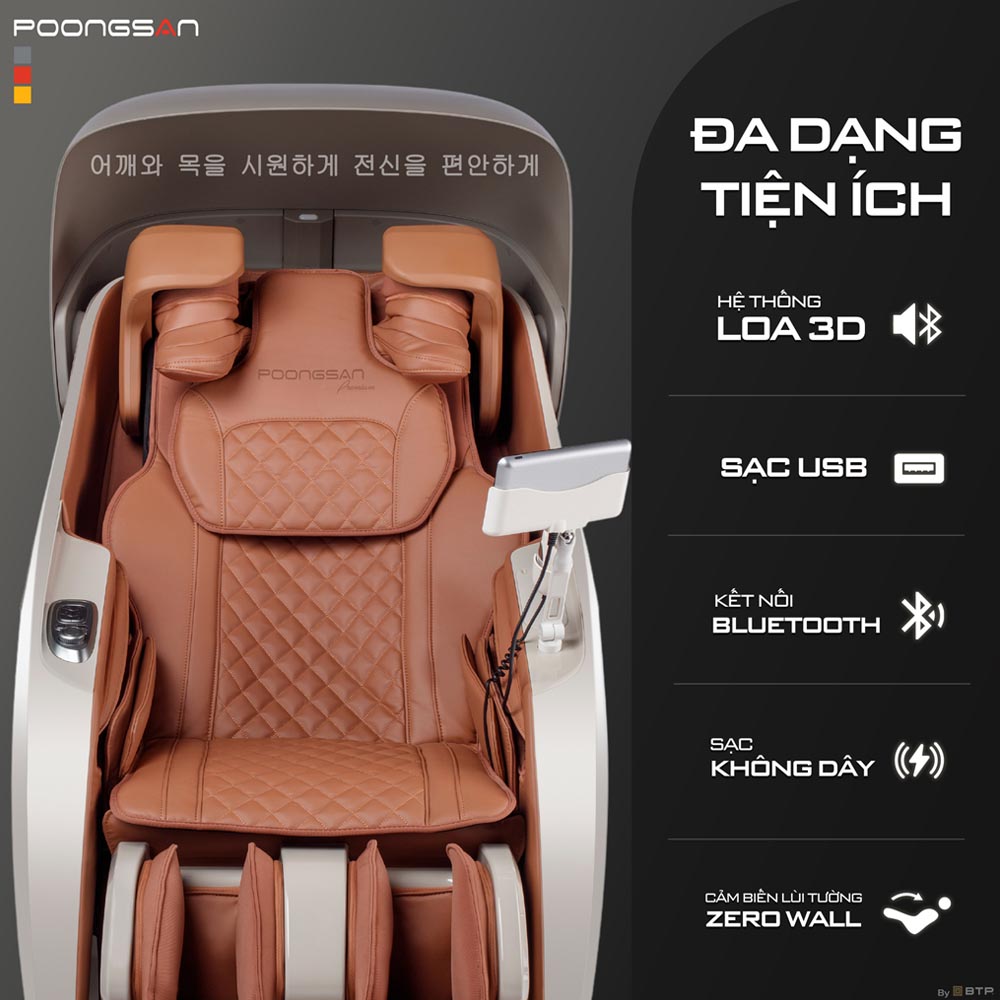 Ghế Massage Poongsan MCP-906 mang đến trải nghiệm tiện nghi
