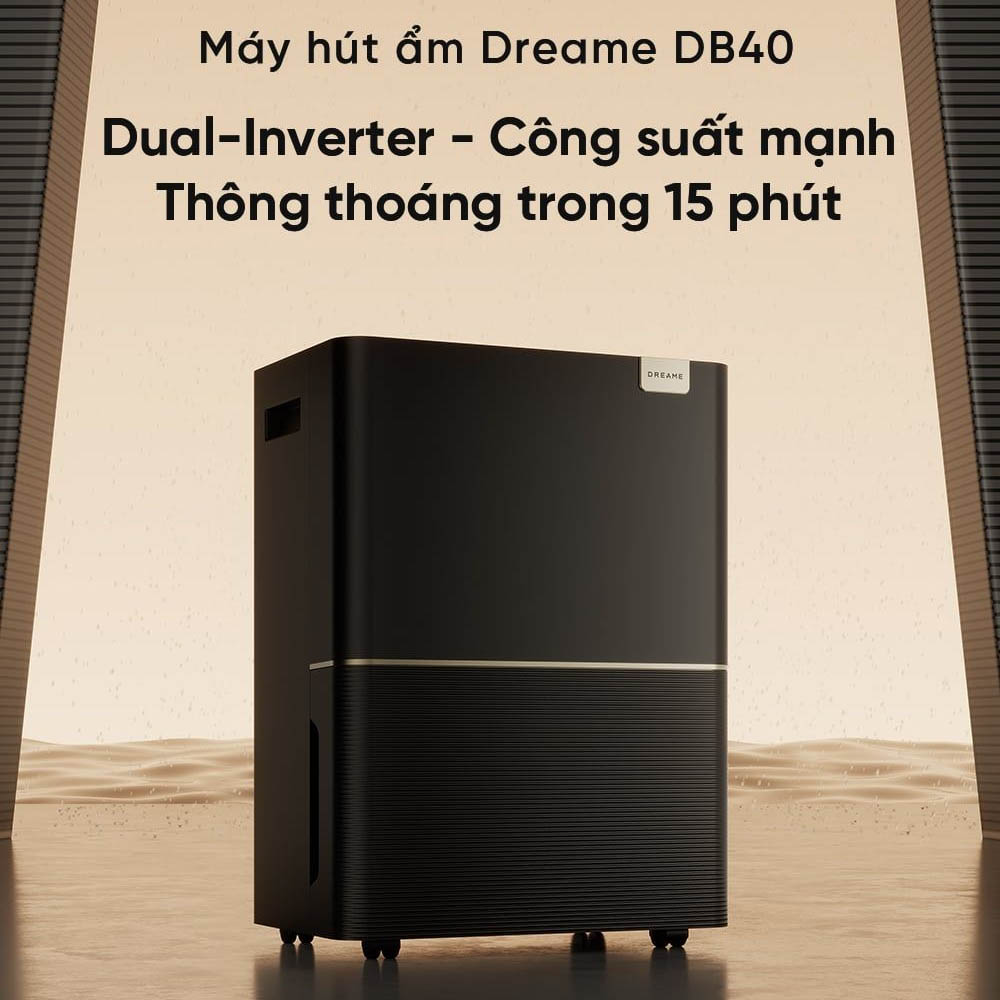 Máy Hút Ẩm Dreame DB40 có hệ thống bánh xe xoay linh hoạt