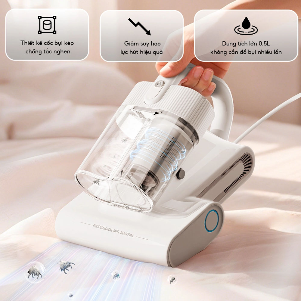 Hộp chứa bụi kép của Máy Hút Bụi Đệm Giường Aqua ASM-Y201(W)