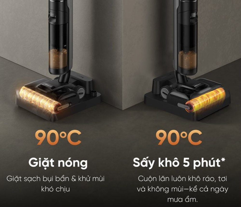 Dreame H13s FlexReach giặt nóng 90°C và sấy khô 90°C 5 phút
