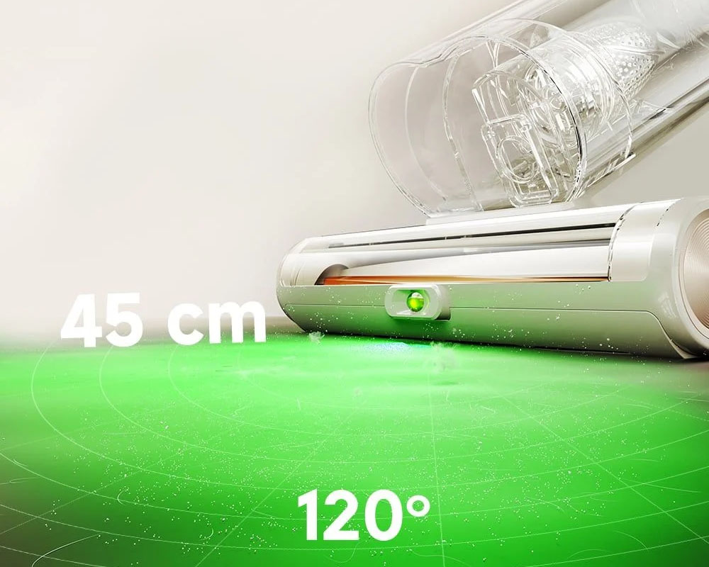 Đèn soi bụi ánh sáng xanh của Máy Hút Bụi Ga Giường Dreame D20 Aura