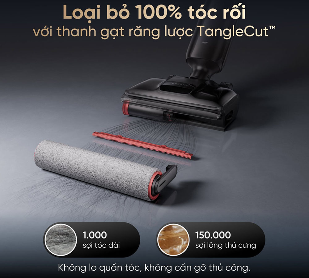 Máy Hút Bụi Lau Nhà Dreame H16 FlexReach loại bỏ lông, tóc rối